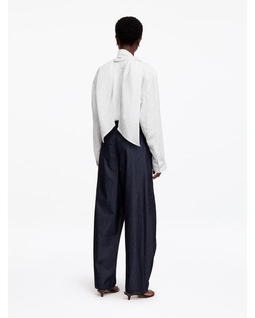 ARKET White Detachable Scarf Blouse