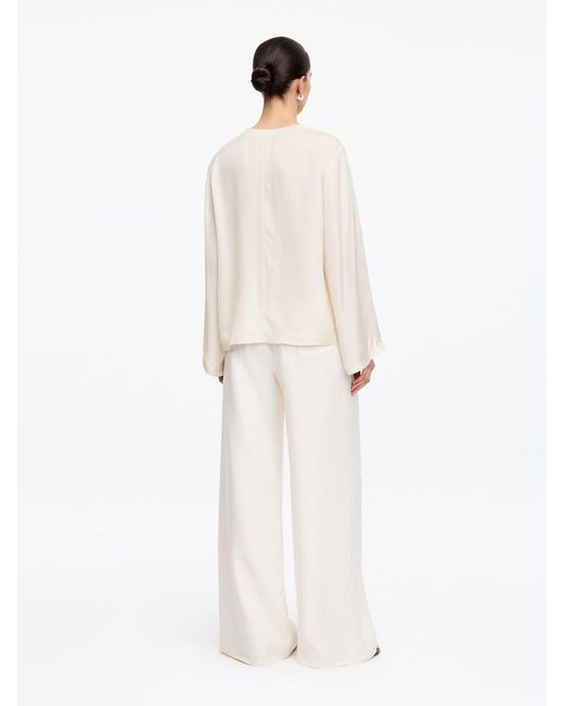 ARKET White Long-Sleeve Satin Top