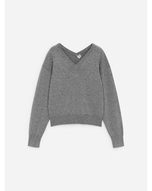 ARKET Gray Cotton-Wool V-Neck Jumper