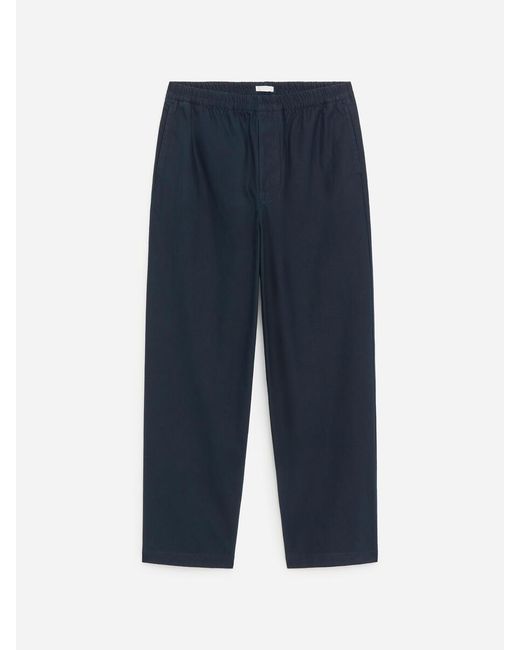 ARKET Blue Loose Cotton Linen Trousers for men