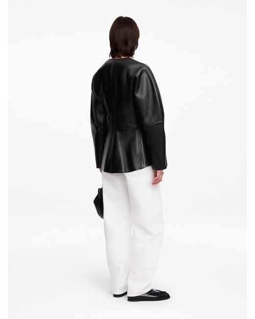 ARKET Black Sculptural Leather Jacket
