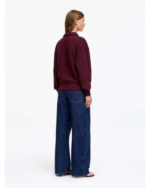 ARKET Red Half-Zip Polo Sweatshirt