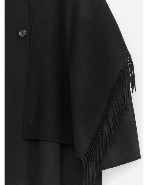 ARKET Black Doublé Wool-Blend Cape Coat