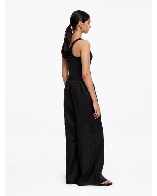 ARKET Black Wide Linen Trousers