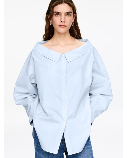 ARKET White Open-Neck Blouse