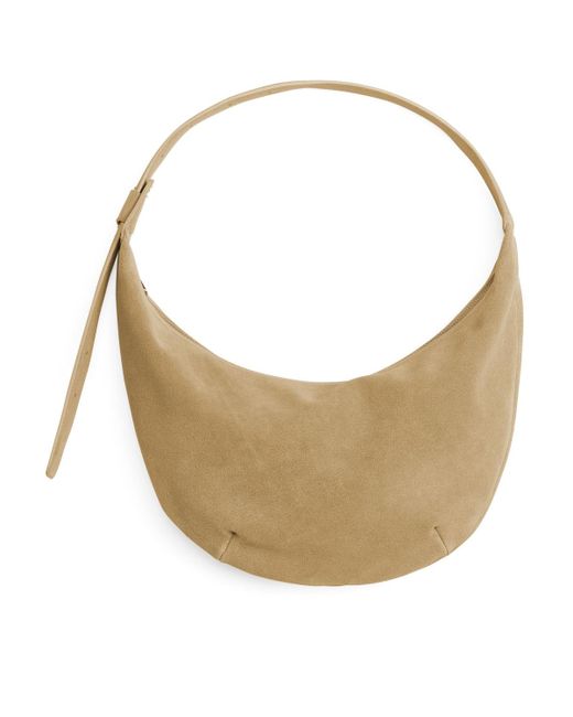 ARKET White Curved Suede Bag
