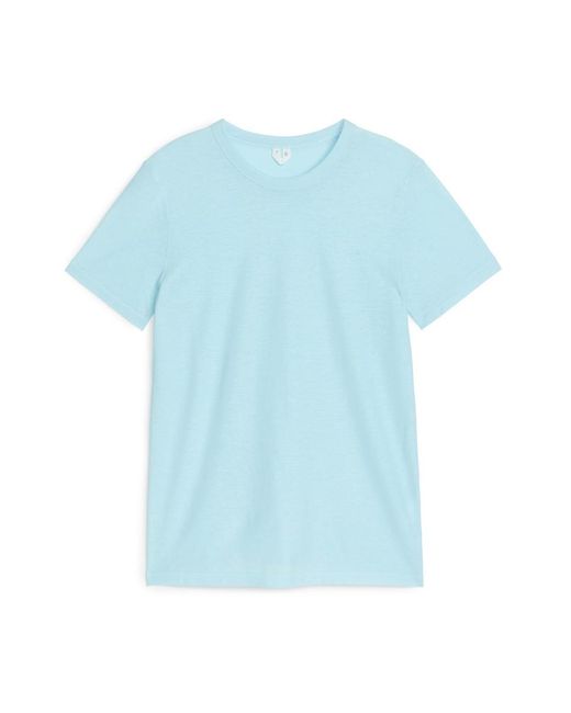 ARKET Blue T-Shirt Aus Crêpe-Gewebe