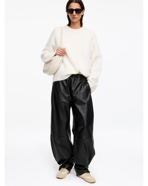 ARKET White Relaxed Leather Trousers