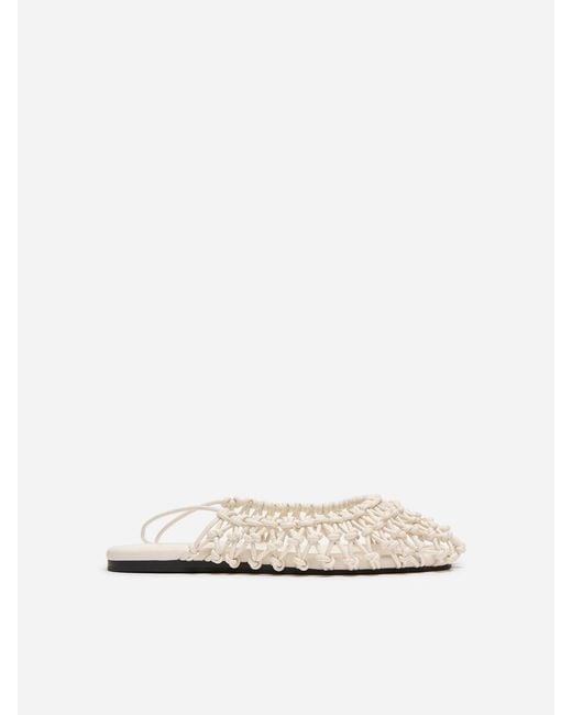 ARKET White Woven Leather Slingback Flats