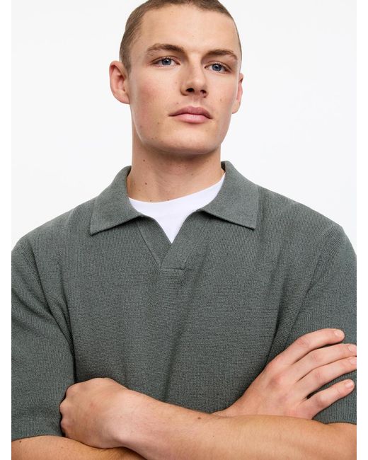 ARKET Gray Cotton Linen Polo Shirt for men