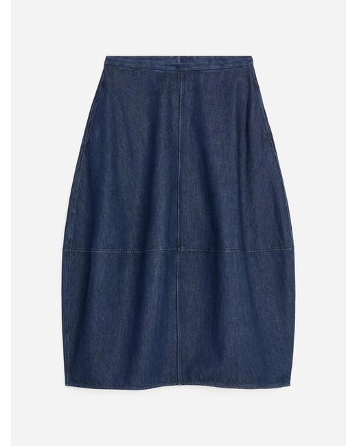 ARKET Blue Barrel Denim Skirt
