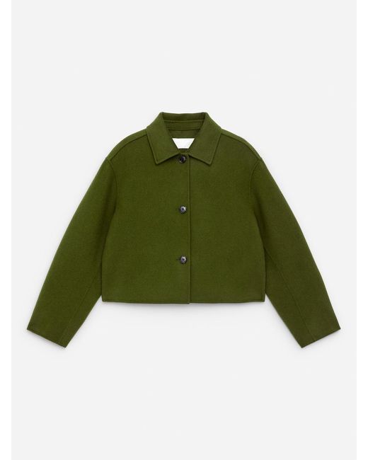 ARKET Green Doublé Wool-Blend Overshirt
