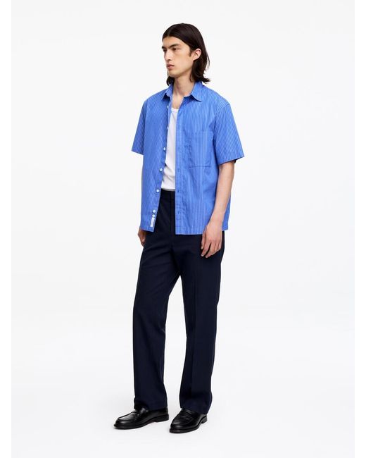 ARKET Blue Short-Sleeve Poplin Shirt for men