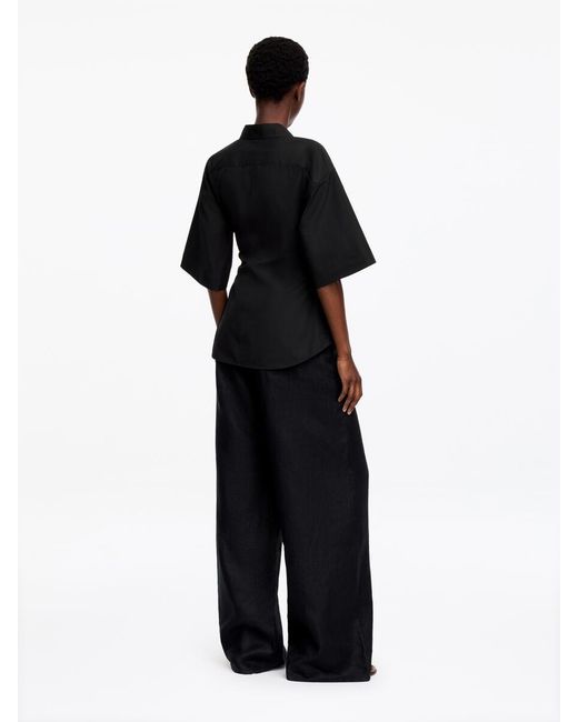 ARKET Black Cotton Wrap Shirt