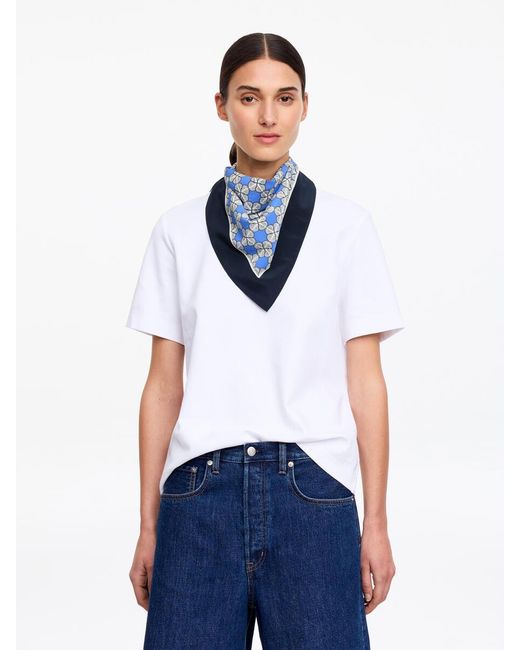 ARKET Blue Printed Silk Scarf