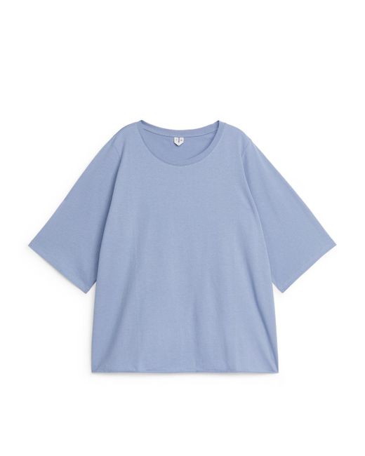 ARKET Blue Drapy Cotton T-shirt