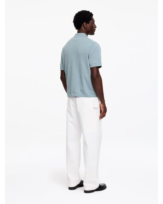 ARKET Blue Fine-Knit Polo Shirt for men