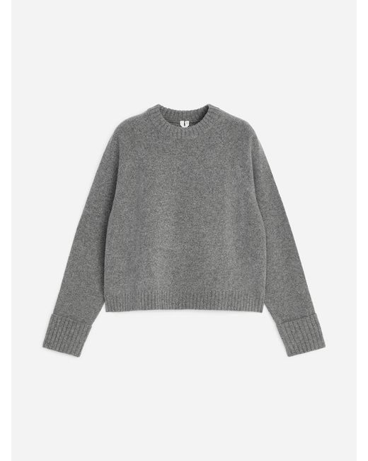 ARKET Gray Folded Sleeve Wool Jumper