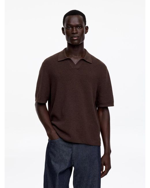ARKET Red Cotton Linen Polo Shirt for men