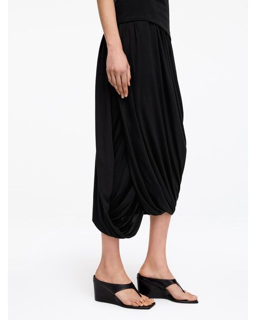 ARKET Black Draped Midi Skirt