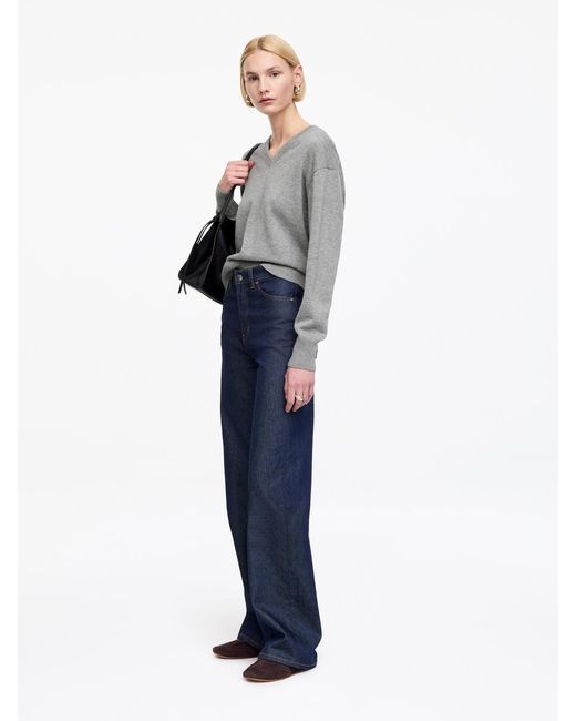 ARKET Gray Cotton-Wool V-Neck Jumper