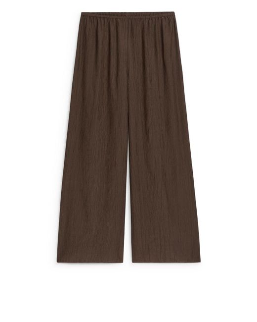ARKET Brown Crinkled Trousers
