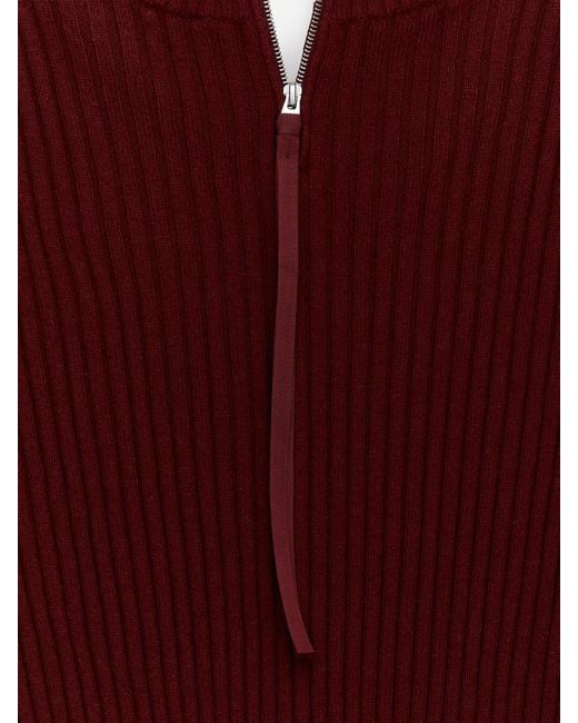 ARKET Red Zip-Detail Wool Jumper