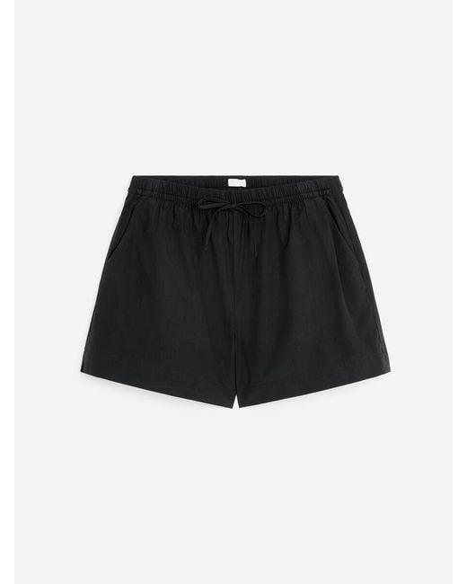 ARKET Black Drawstring Poplin Shorts
