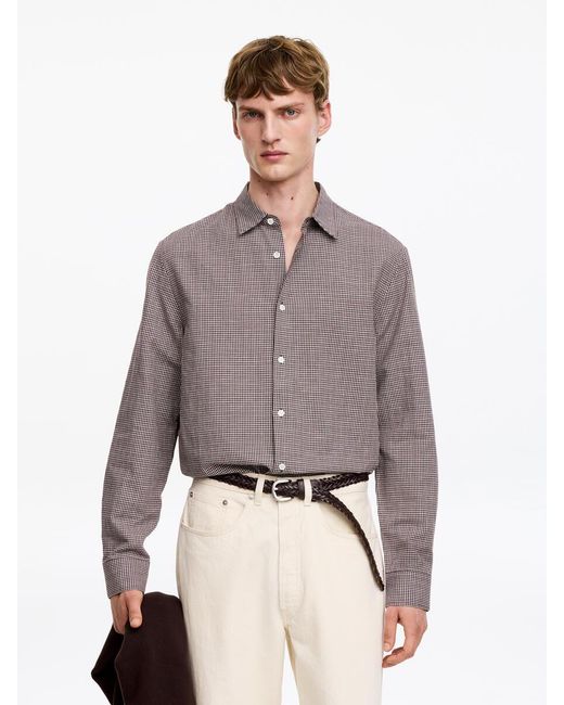 ARKET Gray Regular Cotton Linen Shirt for men