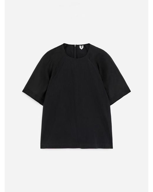 ARKET Black Cotton-Silk Top