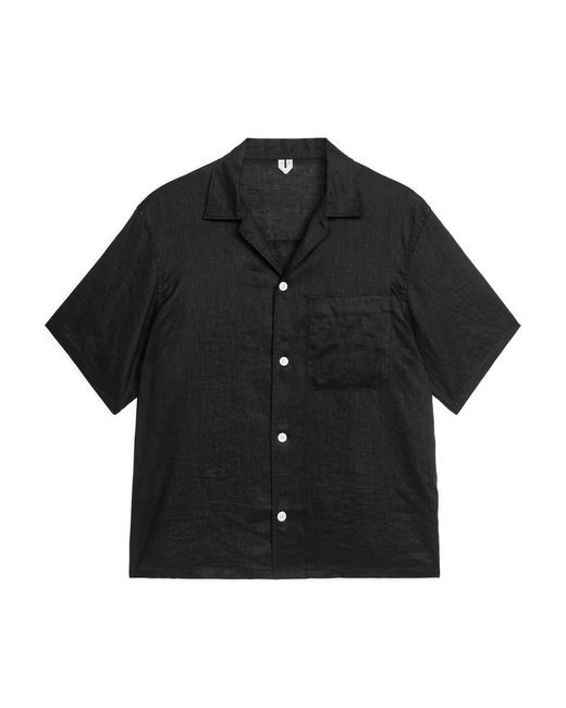 ARKET Black Linen Resort Shirt for men