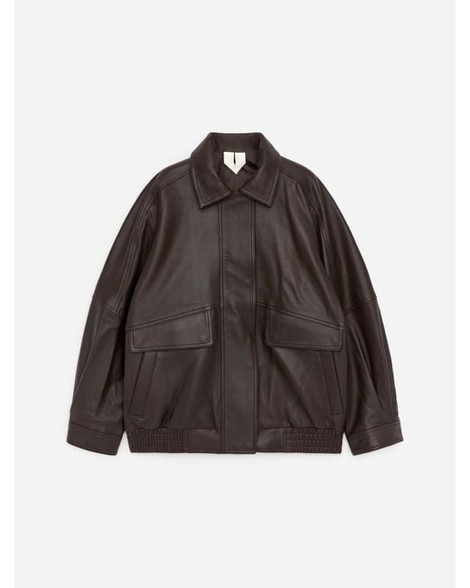 ARKET Brown Relaxed Leather Jacket