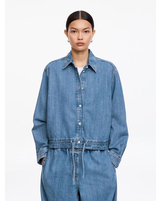 ARKET Blue Drawstring Denim Blouse