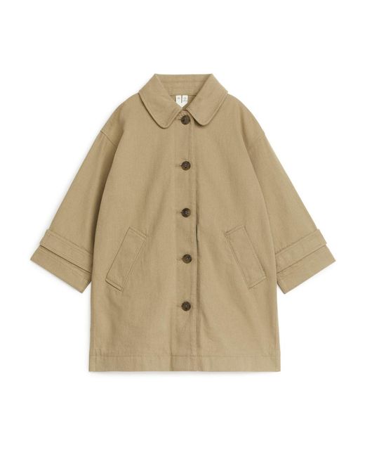 ARKET Long Cotton Trench Coat in Natural | Lyst UK