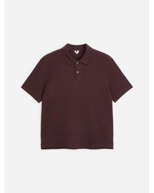 ARKET Red Cotton Linen Polo Shirt for men