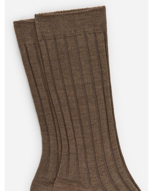 ARKET Brown Ribbed Silk-Blend Socks