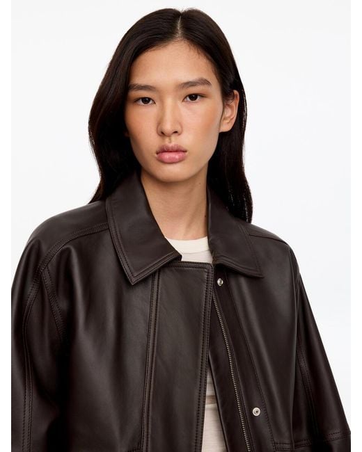ARKET Brown Relaxed Leather Jacket