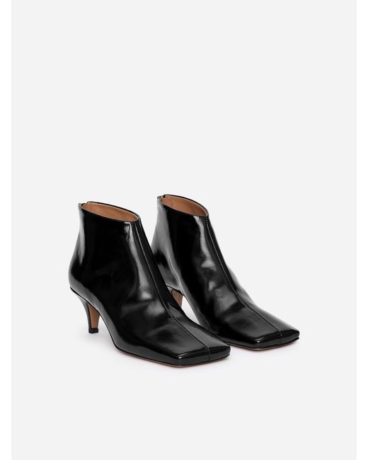 ARKET Black Glossy Leather Ankle Boots