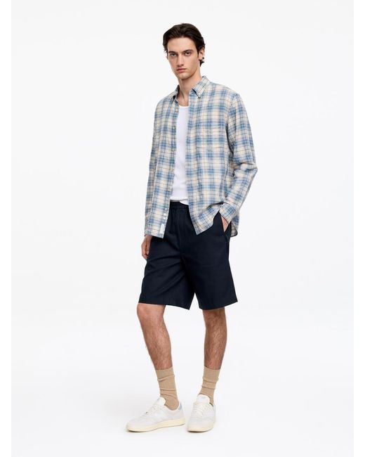 ARKET Blue Relaxed Cotton Linen Shorts for men