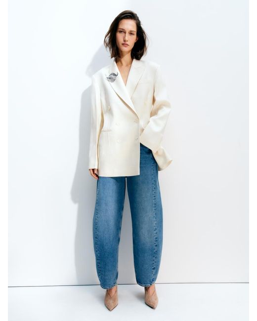 ARKET White Double-Breasted Blazer