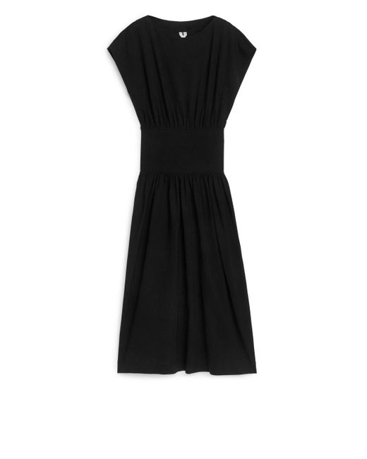 ARKET Black Panel-waist Midi Dress
