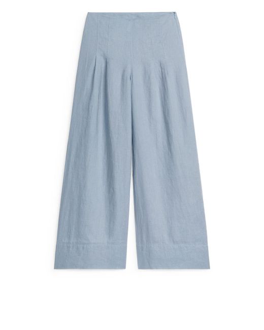 ARKET Blue Relaxed Linen Trousers