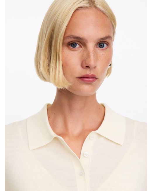 ARKET White Merino Polo Shirt