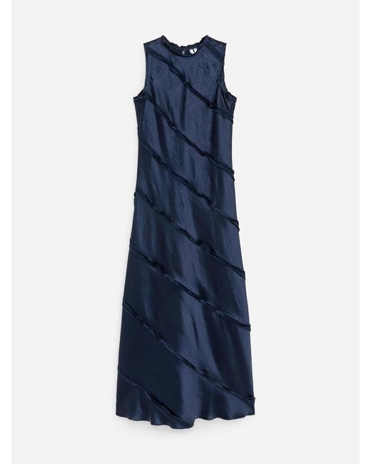 ARKET Blue Frill Satin Dress