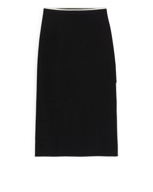 ARKET Black Knitted Midi Skirt