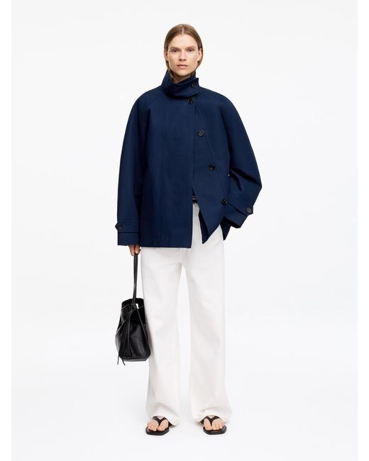 ARKET Blue Funnel-Collar Cotton Jacket