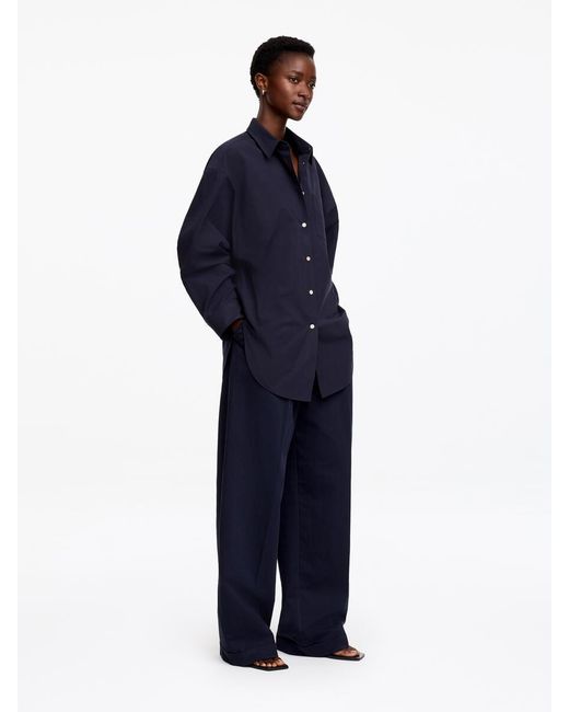 ARKET Blue Batwing-Sleeve Shirt