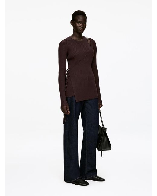ARKET Purple Ribbed Wrap Top