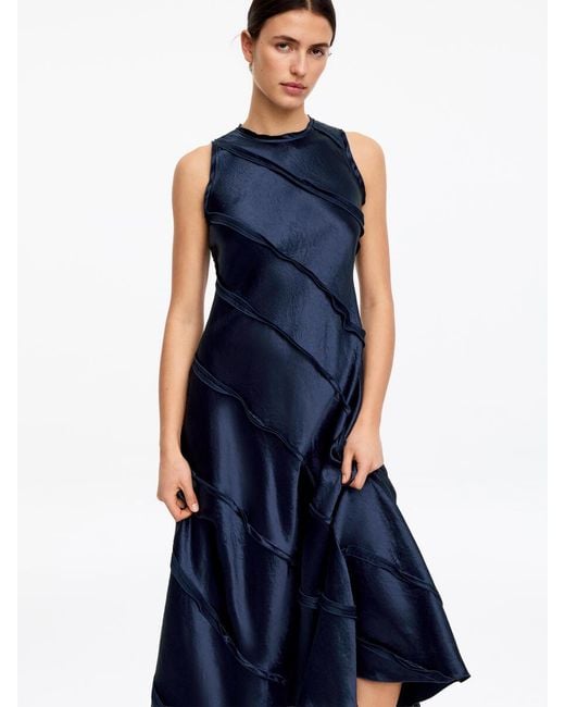 ARKET Blue Frill Satin Dress