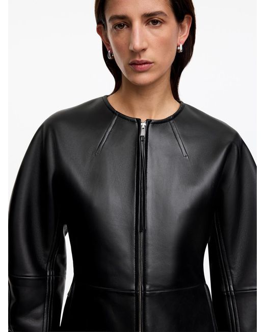 ARKET Black Sculptural Leather Jacket